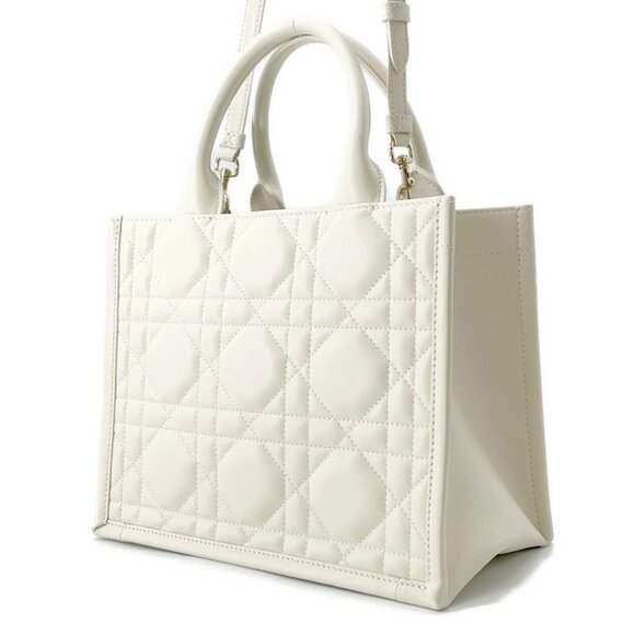 Dior Macrocannage Book Tote Size Small Calf Leather Latte White M1325OWHP_M030 - Picture 12 of 15